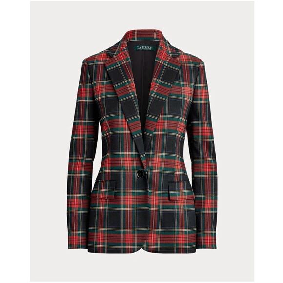 Lauren Ralph Lauren Preppy Tartan Plaid Print Contemporary One Button Blazer - Picture 1 of 16